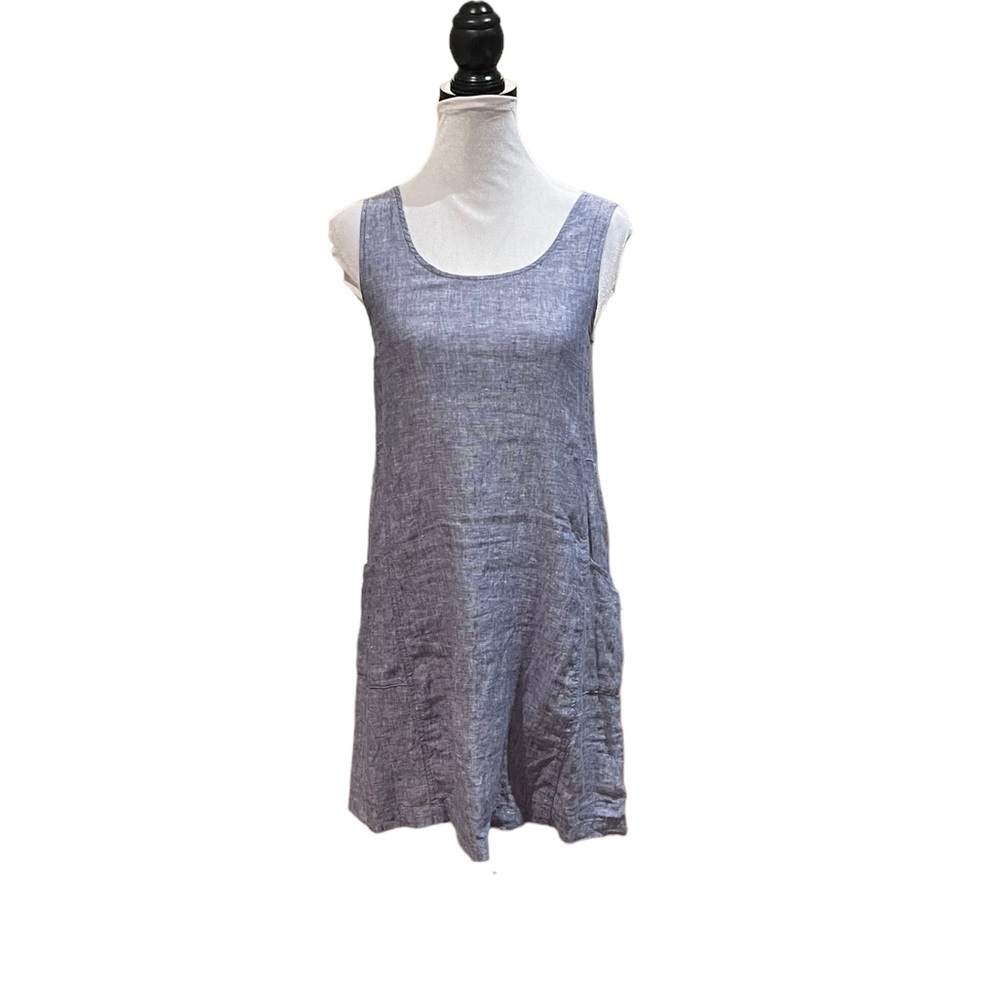 Artisan NY pullover sleeveless linen lagenlook minimalist blue dress extra small